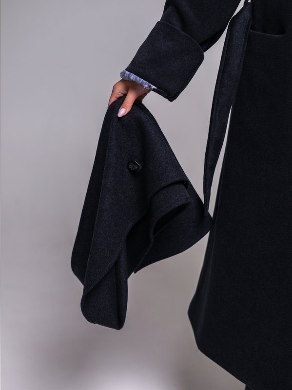 Пальто шерстяное с палантином - 2